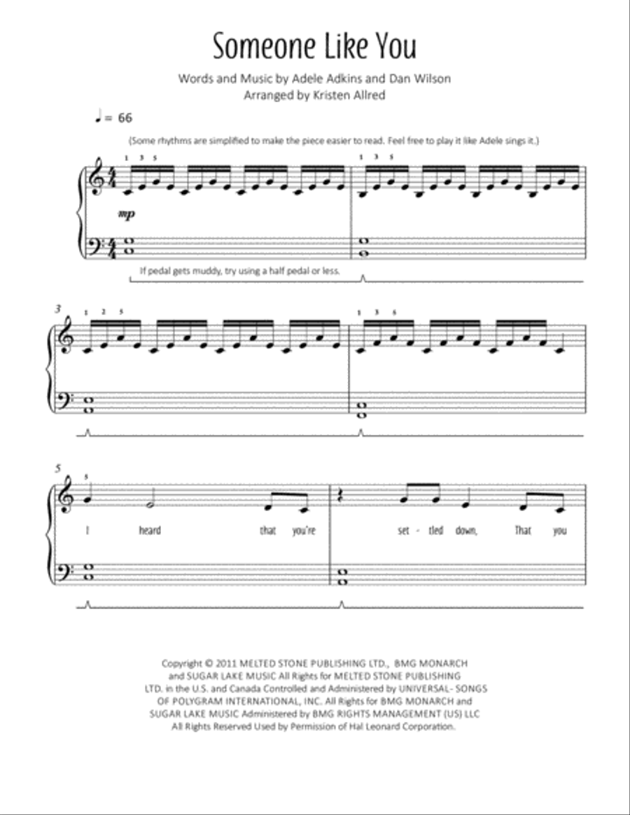 Someone Like You Easy Piano scores gallery preview page 1