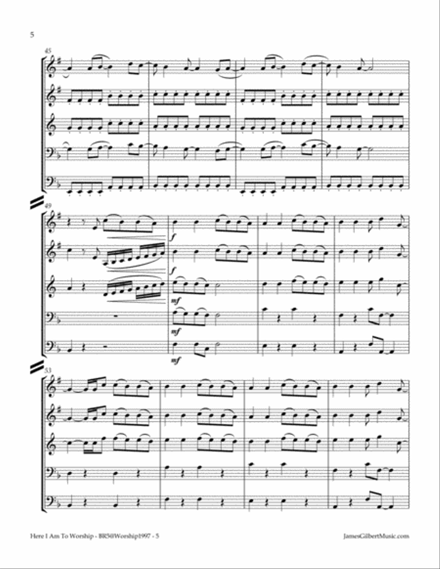 Here I Am To Worship Here I Am To Worship Brass Ensemble scores gallery preview page 6