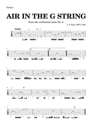 Book cover for Air on the G string in D, BWV 1068 (accompanied) - GUITAR tab
