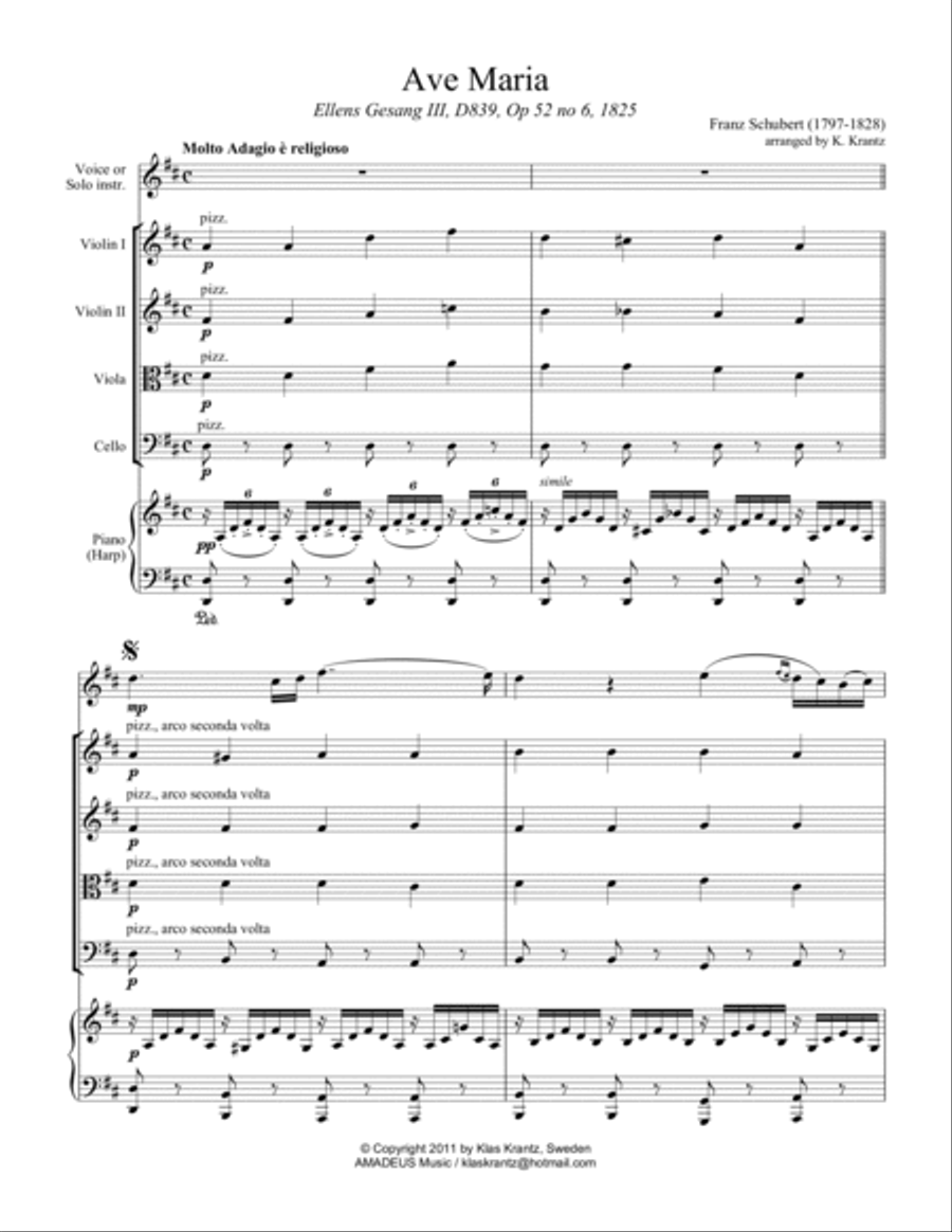 Ave Maria (Schubert) for voice and easy piano (G major) Voice scores gallery preview page 2