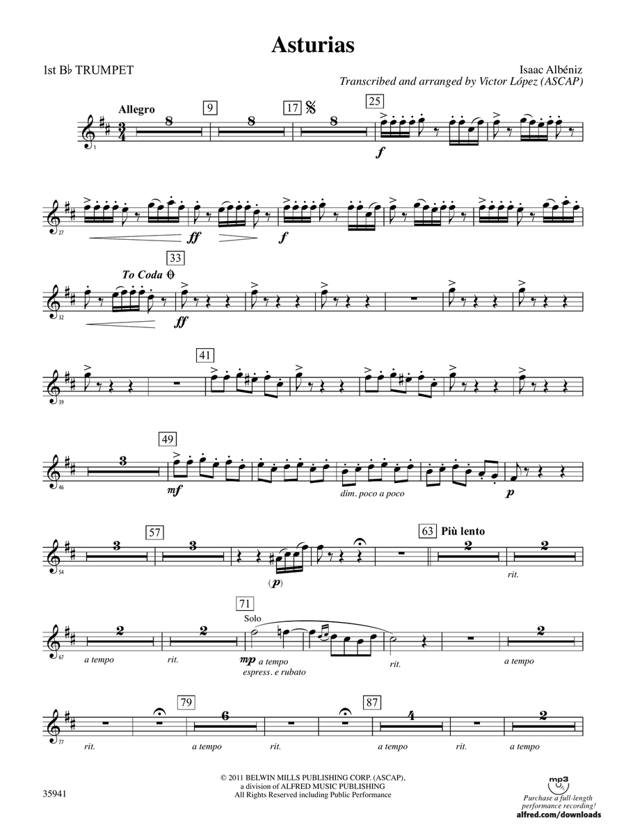 Asturias: 1st B-flat Trumpet