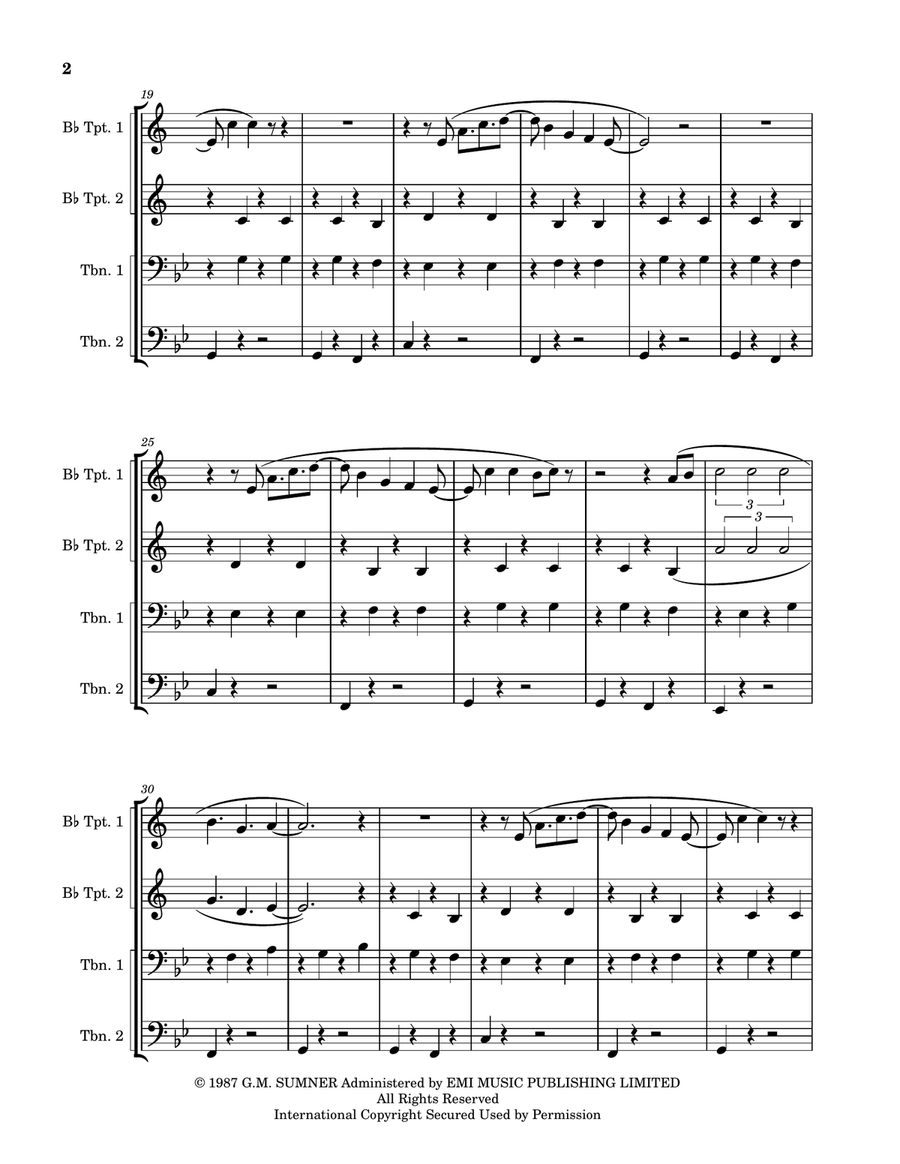 Englishman In New York Brass Quartet scores gallery preview page 2