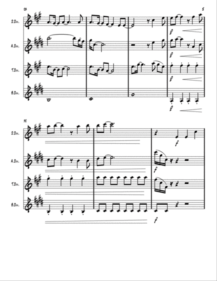 Gurenge Saxophone Quartet scores gallery preview page 5