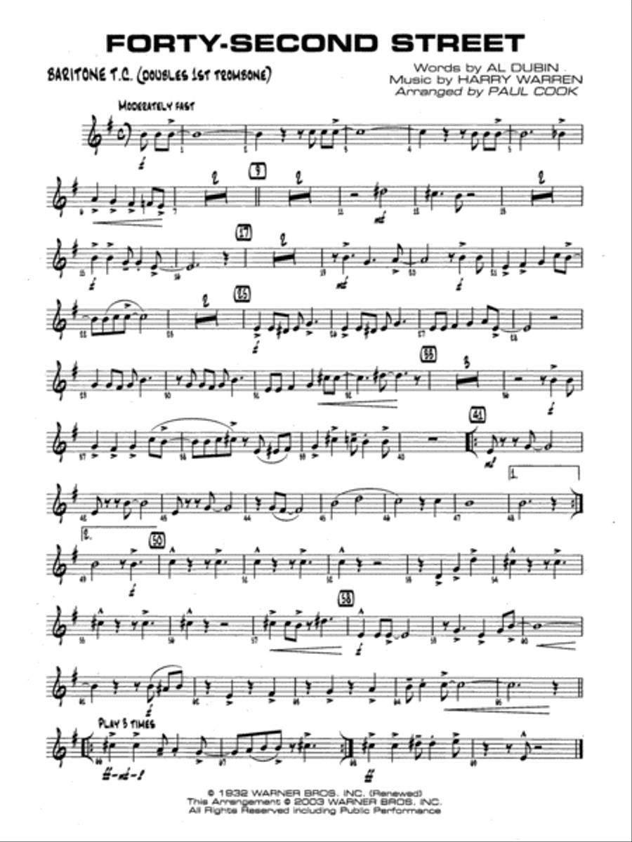 Forty-Second Street: Baritone T.C. Jazz Ensemble scores gallery preview page 1