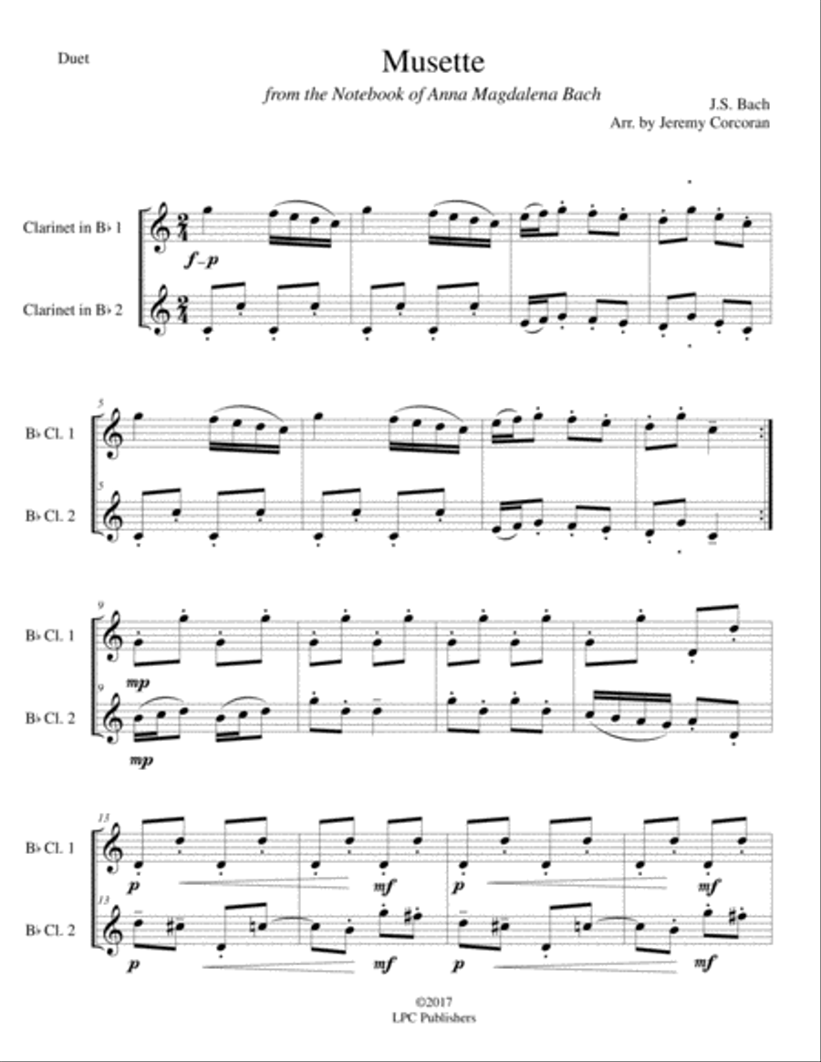 Musette for Two Clarinets Clarinet Duet scores gallery preview page 2