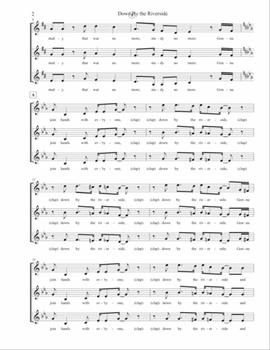 Down By the Riverside 3-Part scores gallery preview page 3