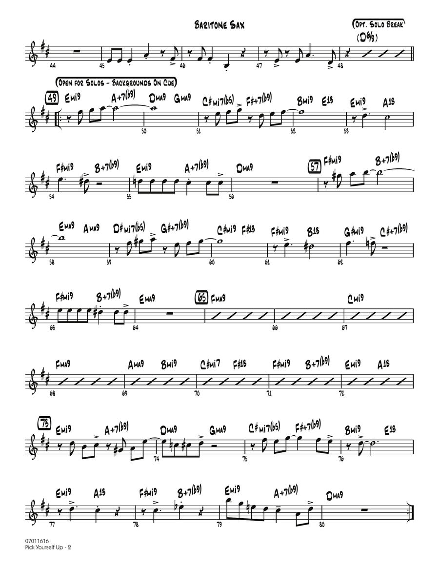 Pick Yourself Up - Baritone Sax Jazz Ensemble scores gallery preview page 2