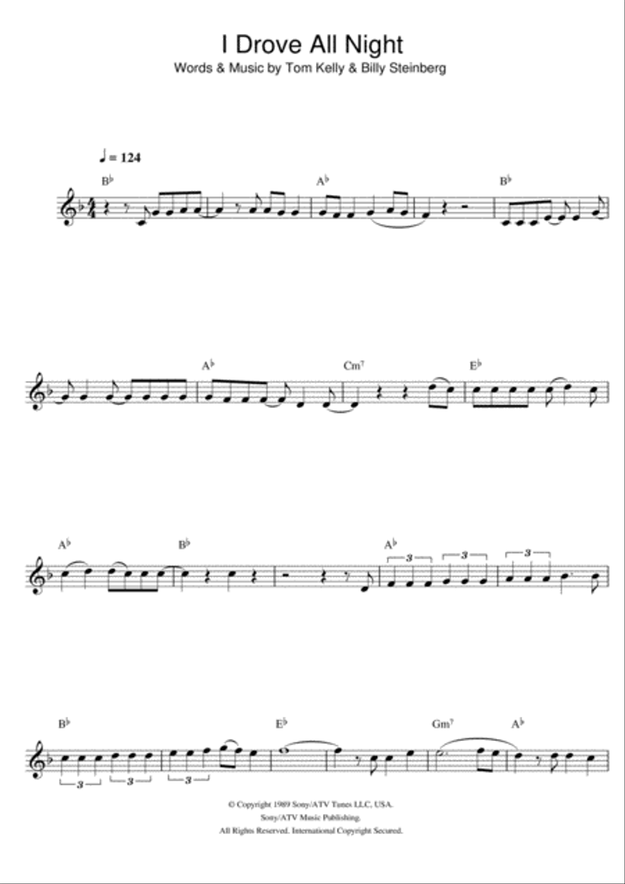 I Drove All Night Clarinet Solo scores gallery preview page 1