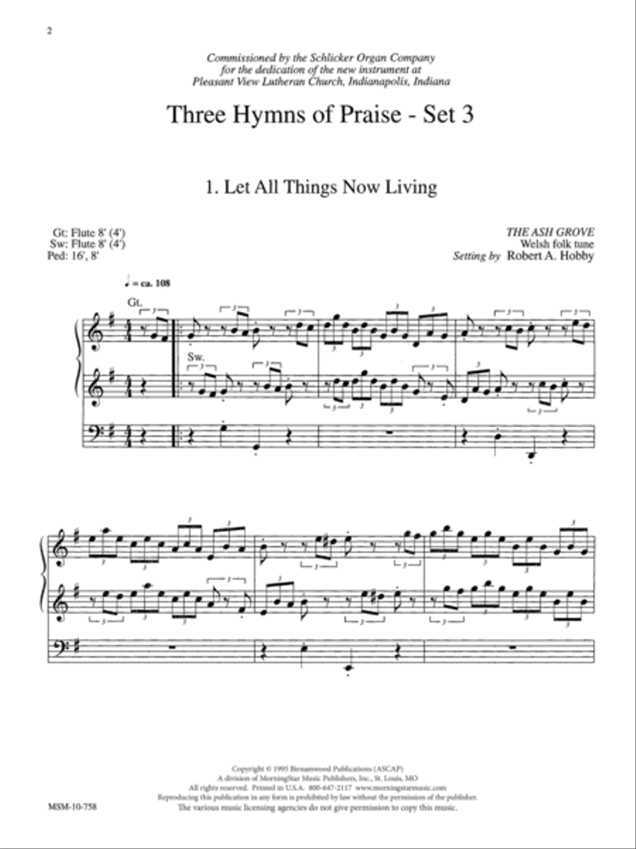 Let All Things Now Living Organ scores gallery preview page 1