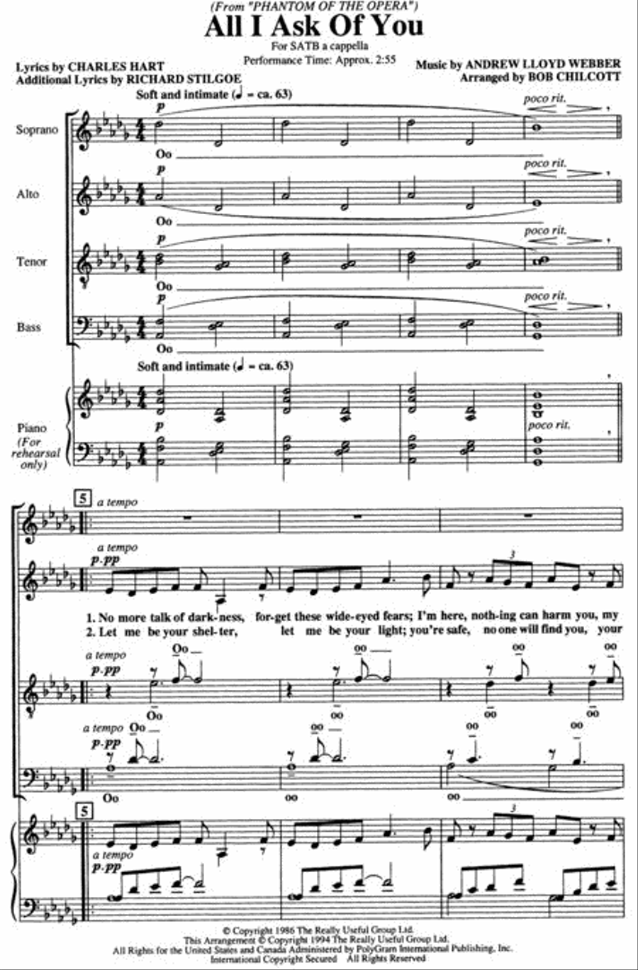All I Ask of You 4-Part scores gallery preview page 2