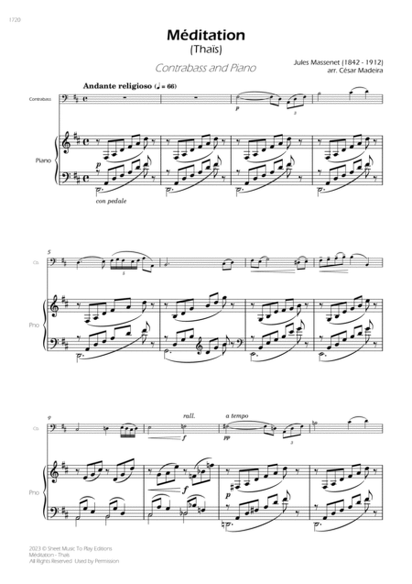 Meditation from Thais - Contrabass and Piano (Full Score and Parts) image number null