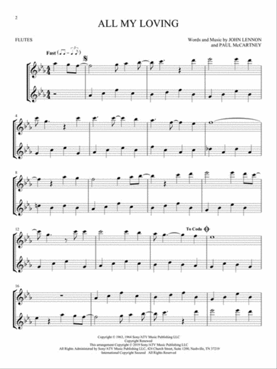 The Beatles for Two Flutes Flute Duet scores gallery preview page 3