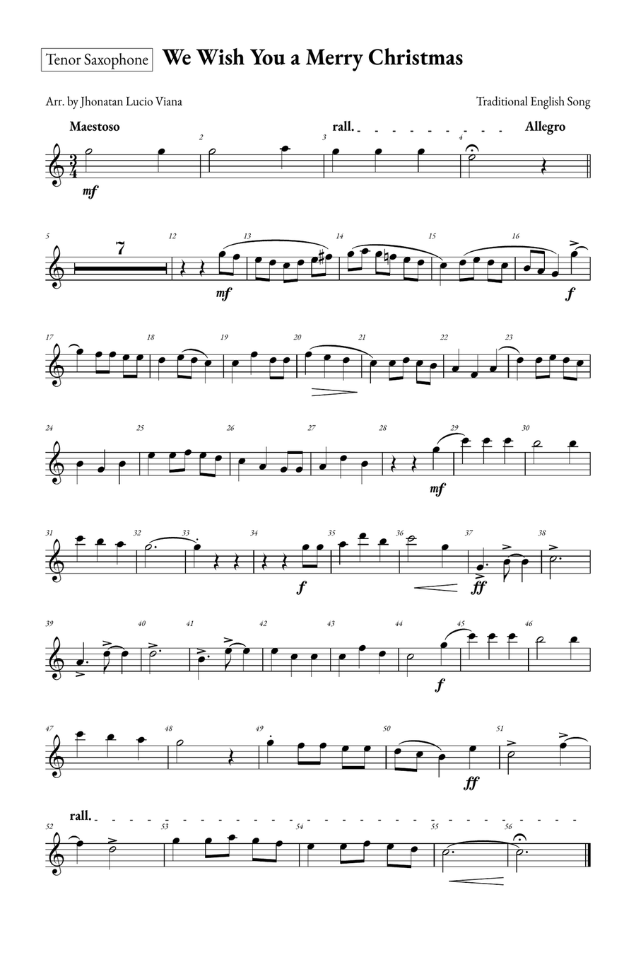 We Wish You a Merry Christmas Saxophone Quartet scores gallery preview page 5