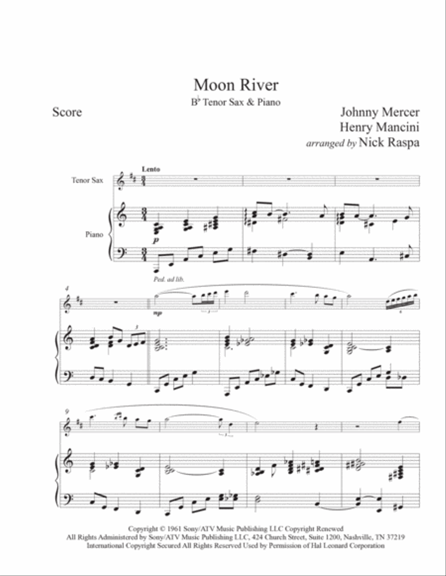 Moon River Tenor Saxophone scores gallery preview page 5