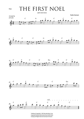The First Noel (Flute with Chord Chart)