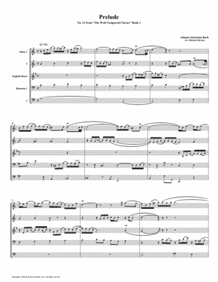 Prelude 12 from Well-Tempered Clavier, Book 1 (Double Reed Quintet)