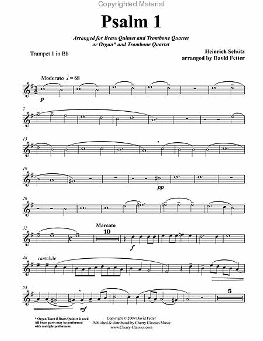 Psalm 1 for Trombone Quartet or Organ and Brass 4-Part scores gallery preview page 5