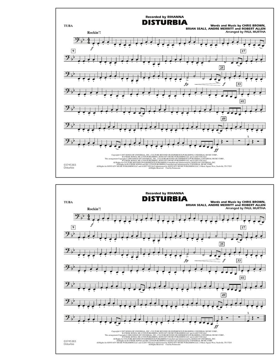Disturbia - Tuba Marching Band scores gallery preview page 1