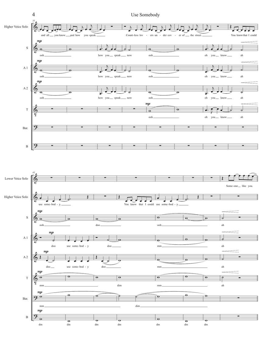 Use Somebody 4-Part scores gallery preview page 4
