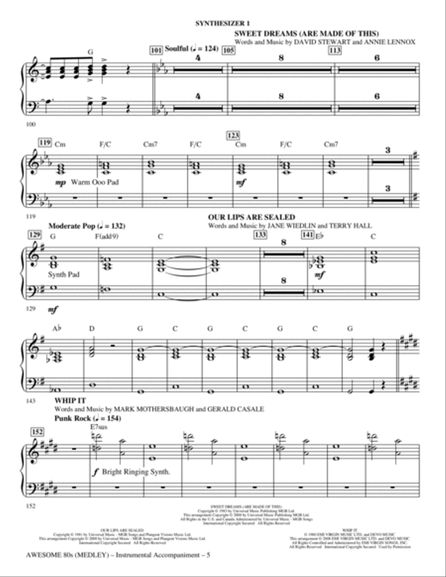 Awesome '80s (Medley) - Synthesizer I Choir scores gallery preview page 5