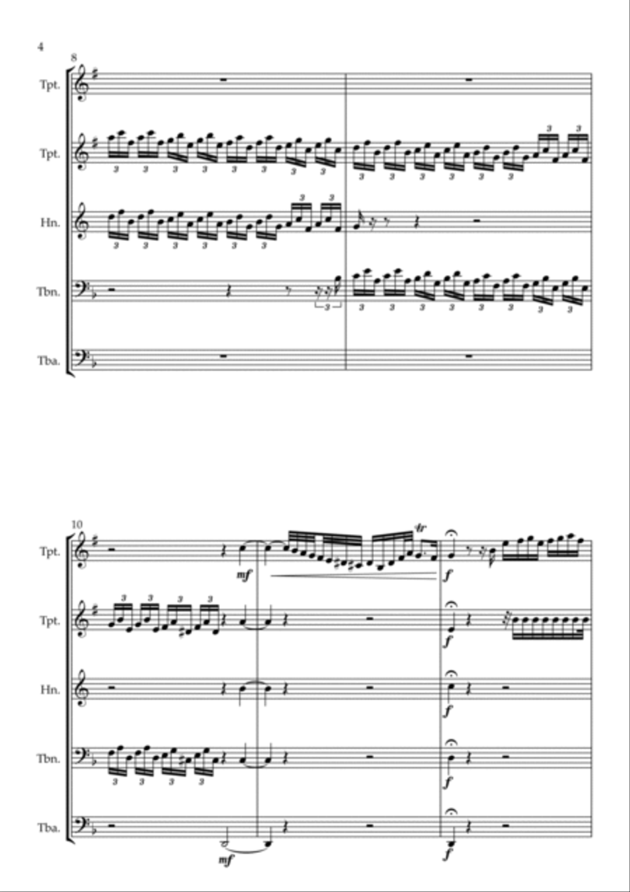 Toccata and Fugue in D minor for Brass quintet Brass Quintet scores gallery preview page 4