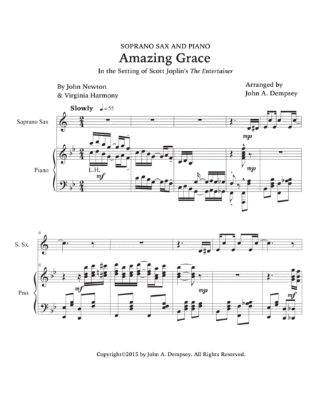 Amazing Grace / The Entertainer (Soprano Sax and Piano) image number null