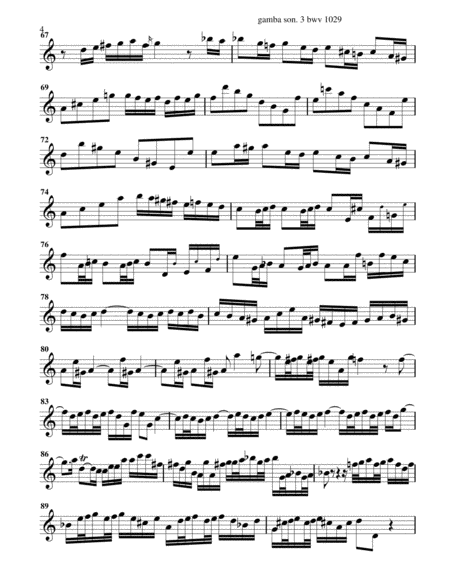 Bach bwv 1029 viola/cello sonata arranged for Treble clef instruments