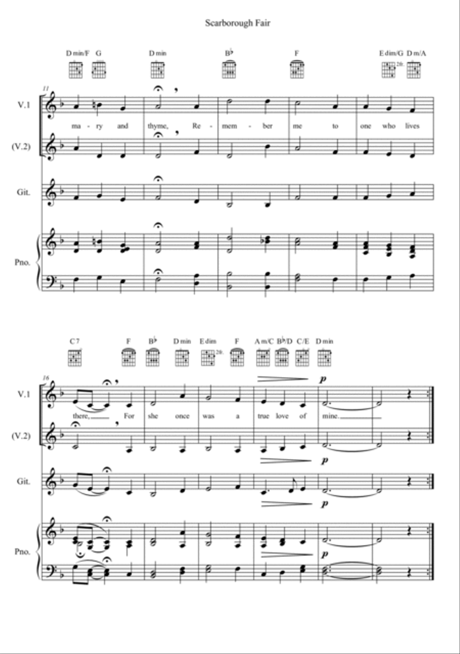 Scarborough Fair Voice Solo scores gallery preview page 2