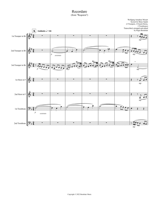 Recordare (from "Requiem") (F) (Brass Septet - 3 Trp, 2 Hrn, 2 Trb)