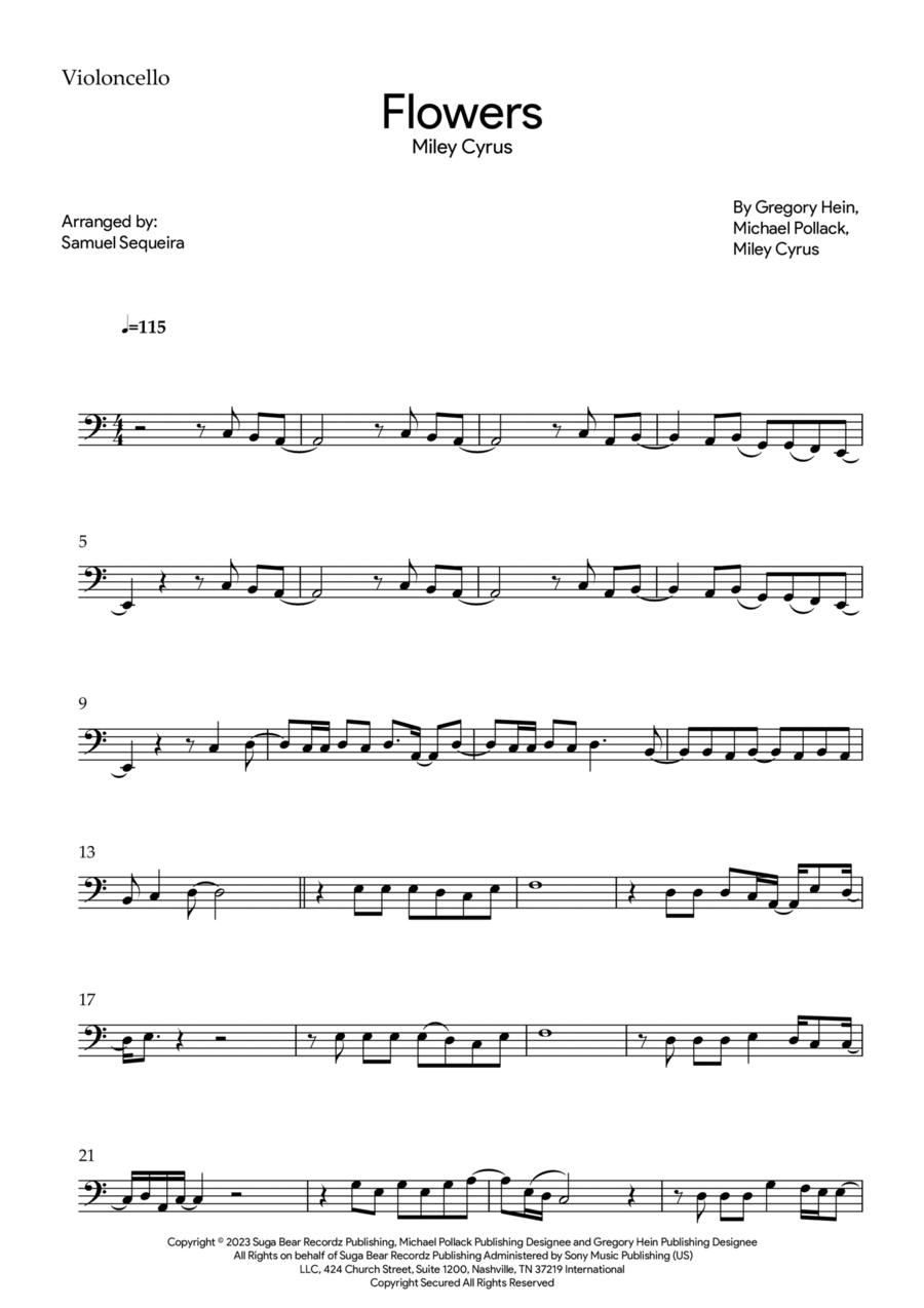 Flowers Cello Solo scores gallery preview page 1