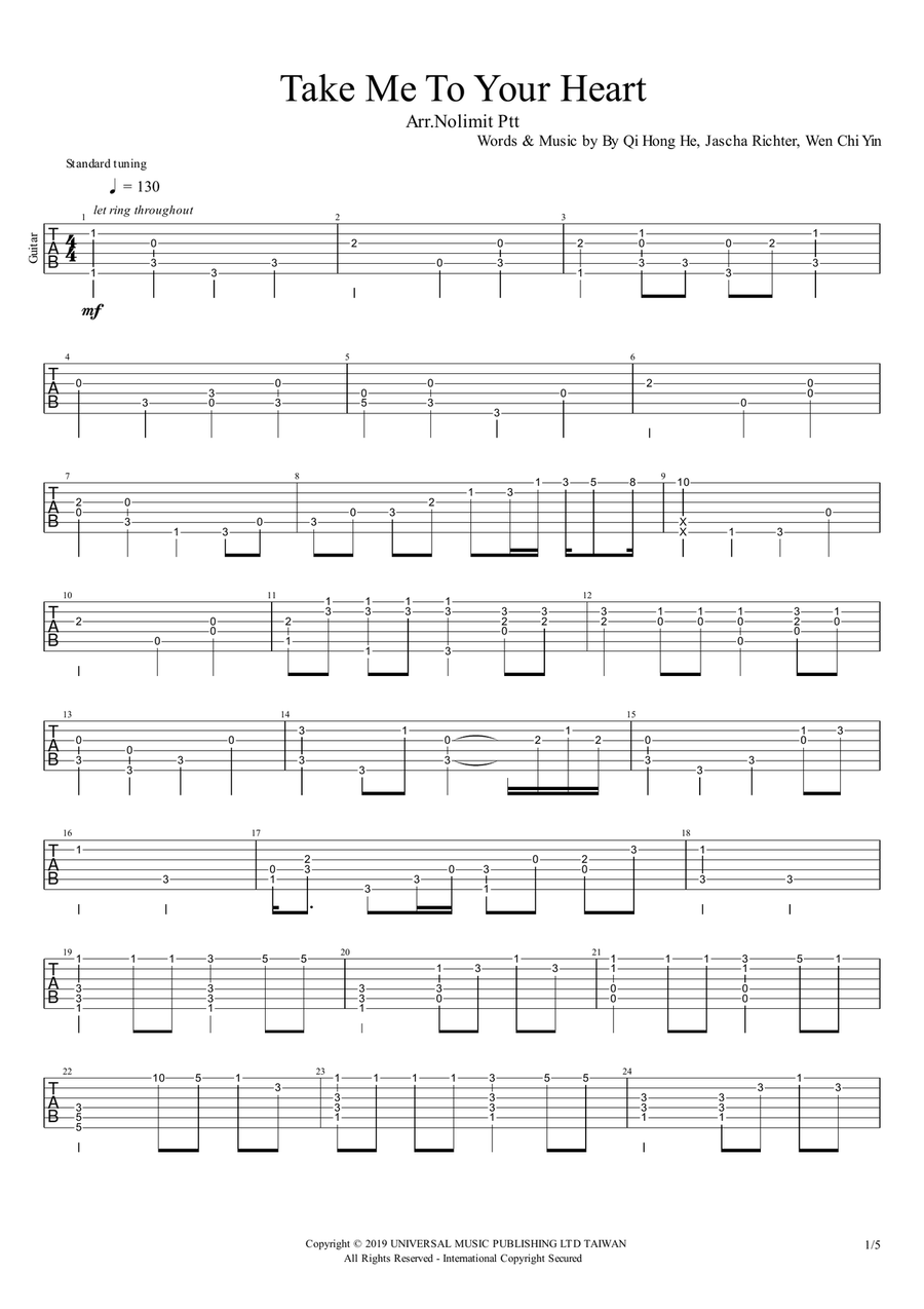Take Me To Your Heart Acoustic Guitar scores gallery preview page 1