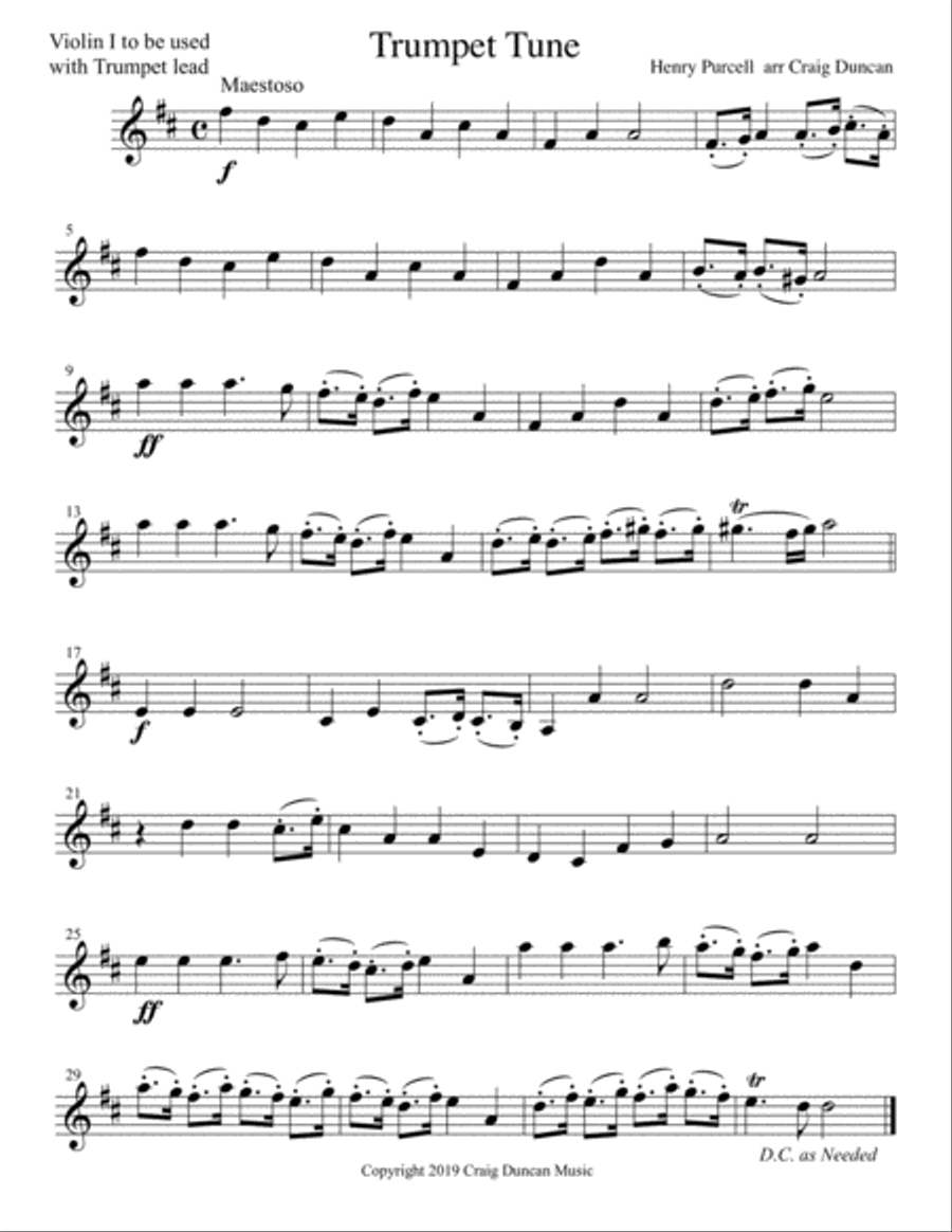 Trumpet Tune String Quartet or Trio with opt Trumpets and Bass Trumpet Trio scores gallery preview page 6