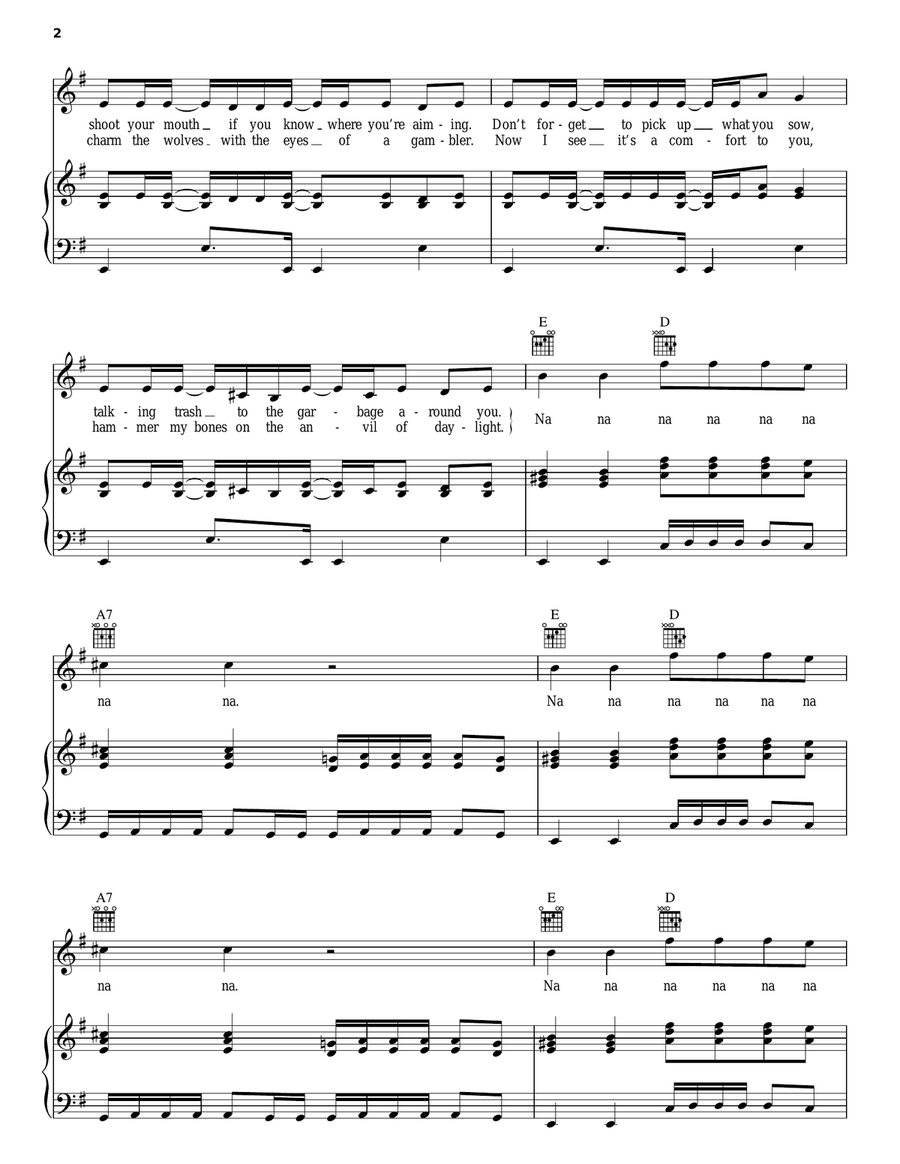 E-Pro Piano, Vocal, Guitar scores gallery preview page 2