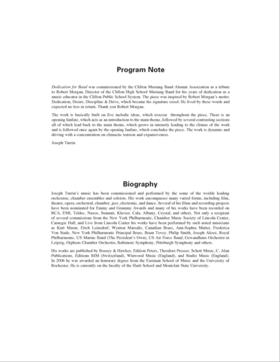 Dedication for Band - Conductor Score (Full Score) Concert Band scores gallery preview page 2