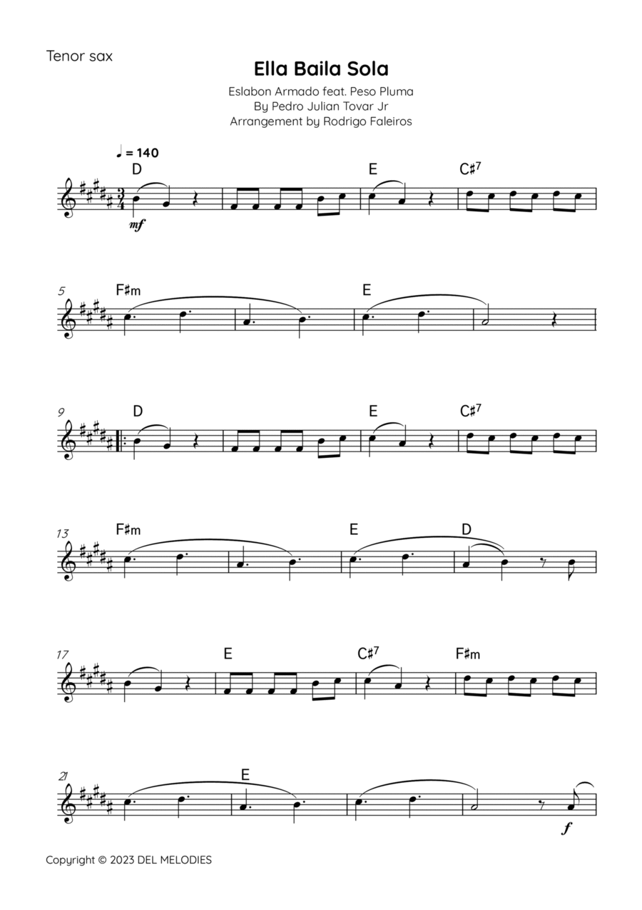Ella Baila Sola Tenor Saxophone scores gallery preview page 1