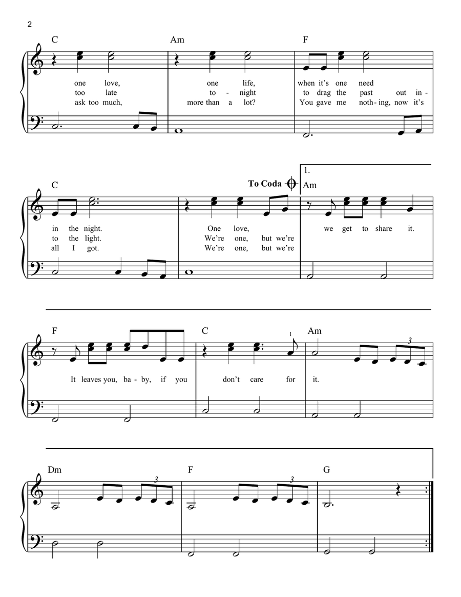 One One Easy Piano scores gallery preview page 2
