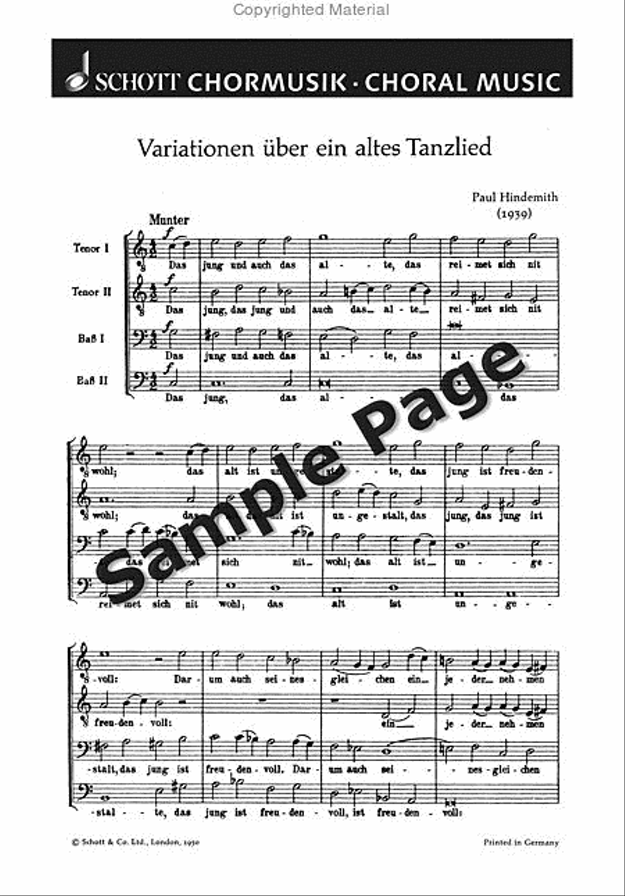 Hindemith Variationen Tanzlied TTBB scores gallery preview page 2
