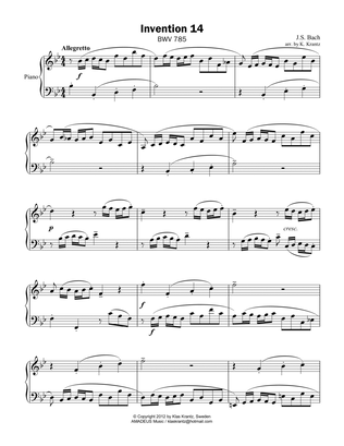 Invention No. 14, Bb Major for piano solo