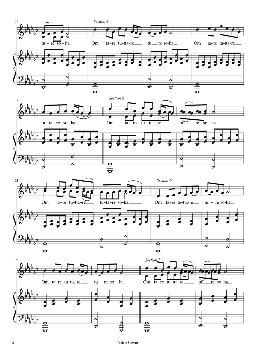 Om Tare Tuttare Soha Om Tare Tuttare Soha Piano, Vocal scores gallery preview page 2