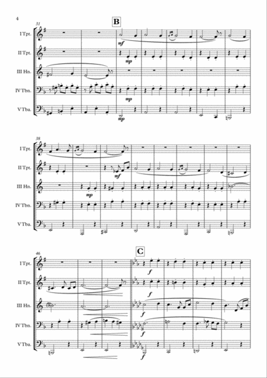 Once Upon A December from the Twentieth Century Fox Motion Picture ANASTASIA Brass Quintet scores gallery preview page 5
