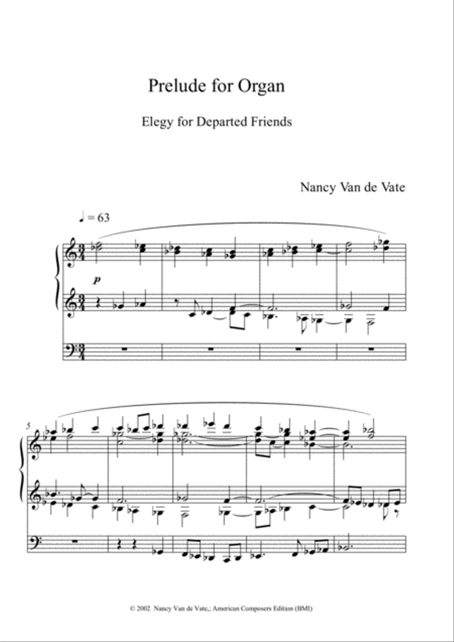 [Van de Vate] Prelude for Organ: Elegy for Departed Friends Organ Solo scores gallery preview page 4