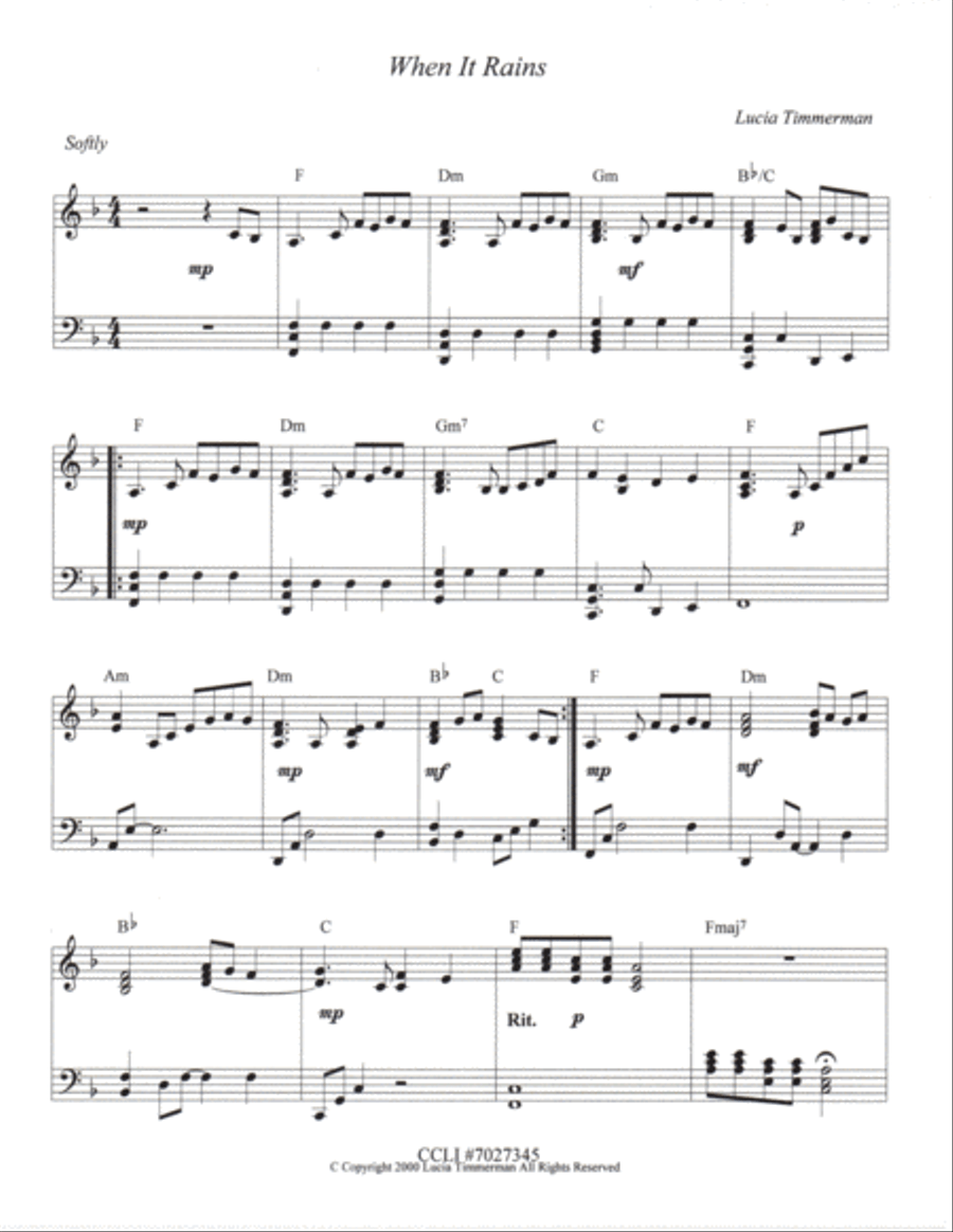 When It Rains Piano Solo scores gallery preview page 1