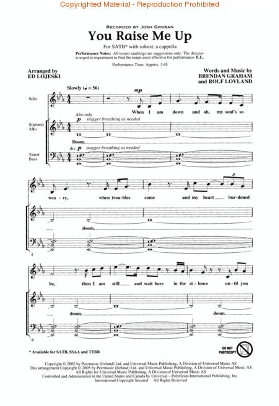 You Raise Me Up You Raise Me Up 4-Part scores gallery preview page 2