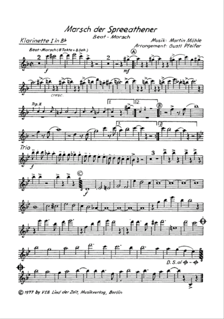 Marsch der Spreeathener Clarinet scores gallery preview page 3