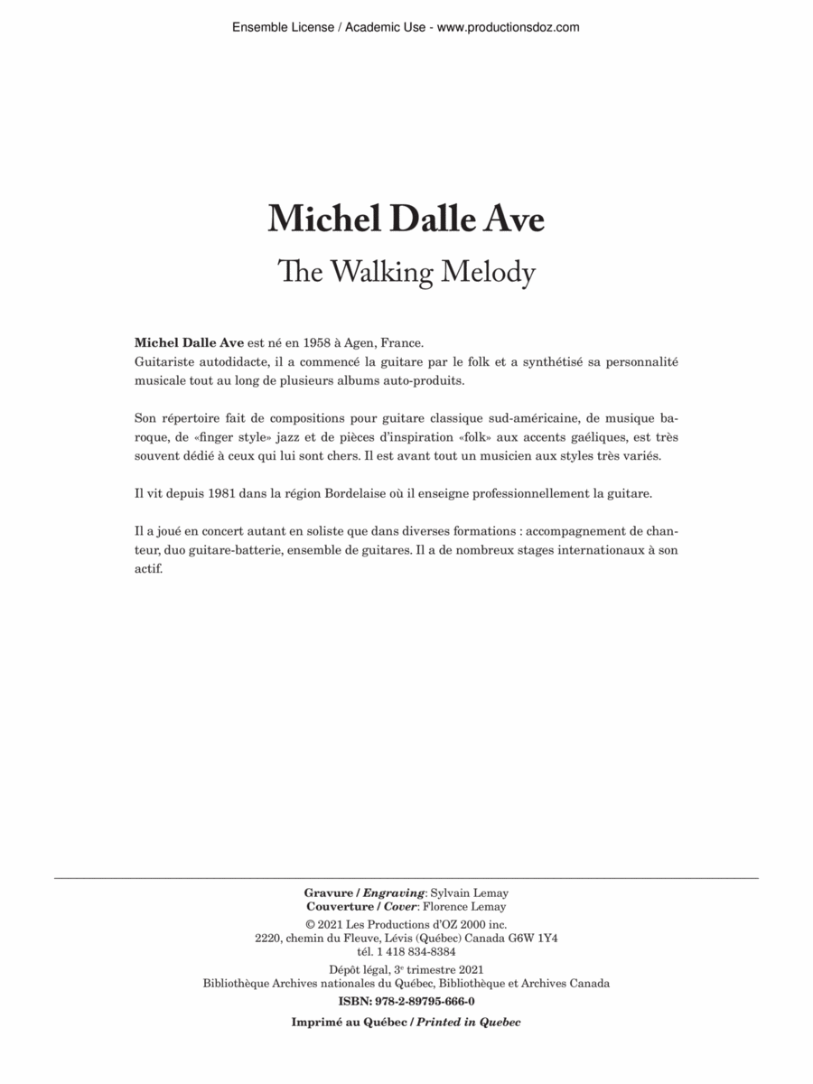 The Walking Melody Classical Guitar scores gallery preview page 1