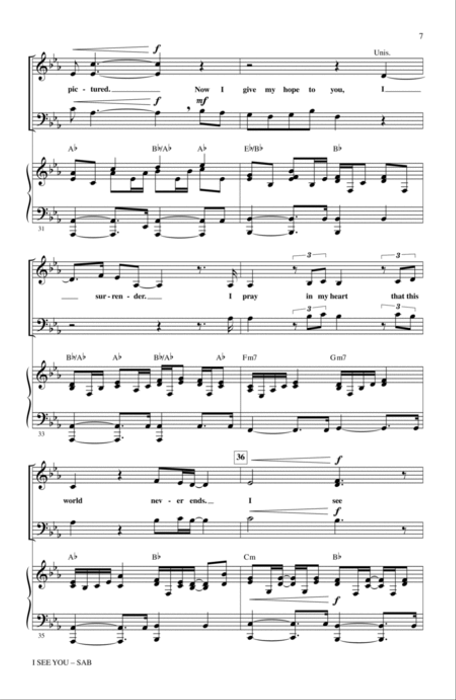 I See You (Theme from Avatar) 3-Part scores gallery preview page 6