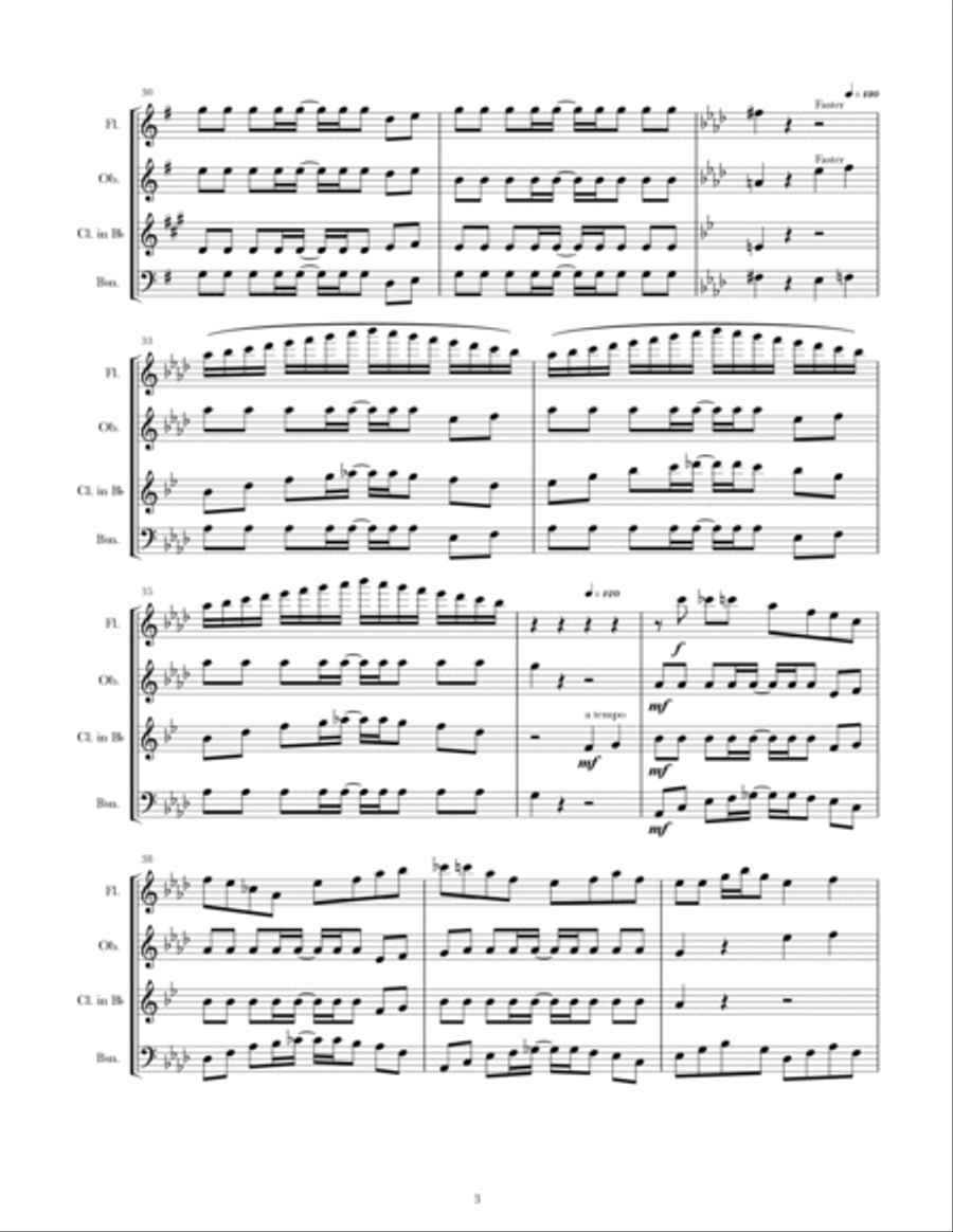 Baby Shark Woodwind Quartet scores gallery preview page 3