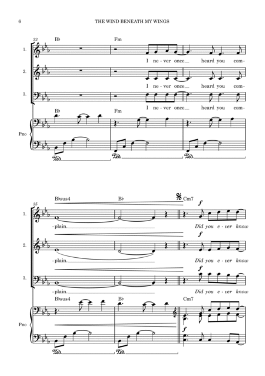 The Wind Beneath My Wings 3-Part scores gallery preview page 6
