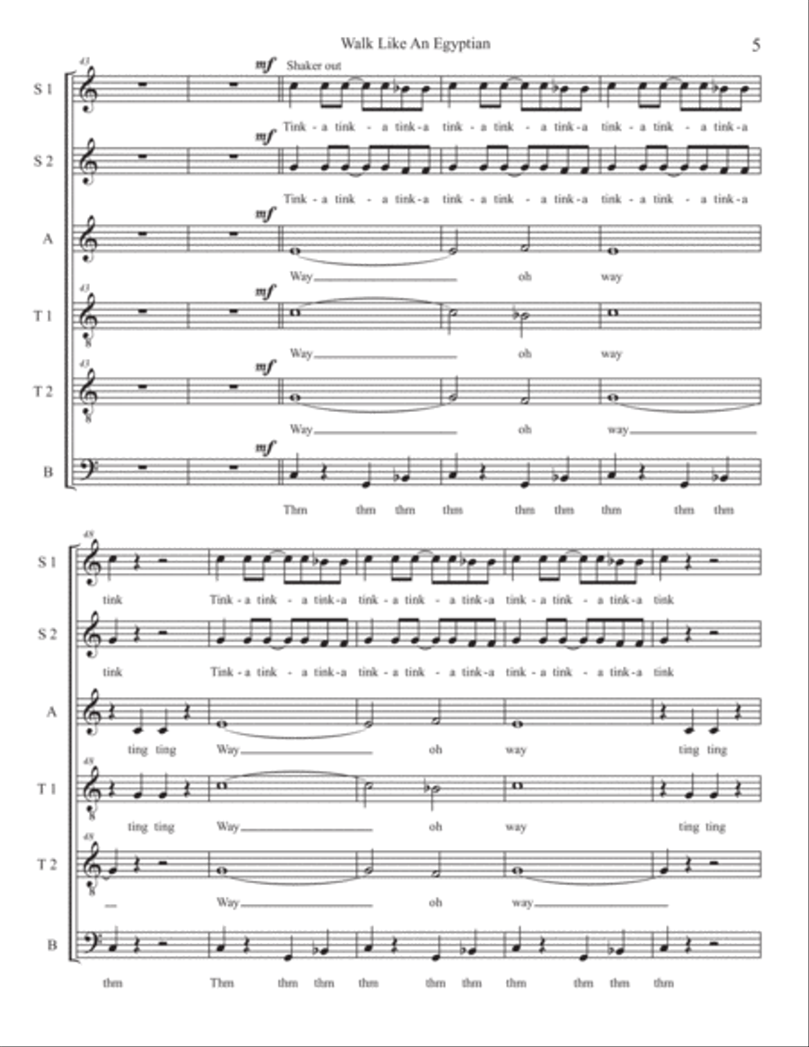 Walk Like An Egyptian Divisi scores gallery preview page 5