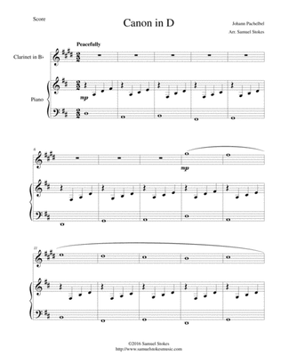 Pachelbel's Canon in D - for Bb clarinet and piano